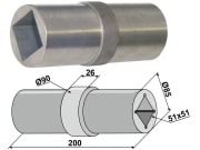 Lagerwelle für Lagerung mit Vierkantwelle 50 x 50 mm, 85; 90 x 51; 51 x 200 mm Lagerwelle für Lagerung mit Vierkantwelle 50 x 50 mm, 85; 90 x 51; 51 x 200 mm
