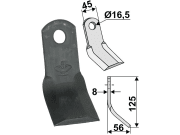 Y-Messer 125 x 45 x 8 mm, Bohrung 16,5 mm, für Mulcher: Kuhn, Nobili, Tortella Y-Messer 125 x 45 x 8 mm, Bohrung 16,5 mm, für Mulcher: Kuhn, Nobili, Tortella
