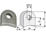 Halter 55 x 50 x 17 mm Bohrung 16,5 mm für Universal 63-RM-905 Halter 55 x 50 x 17 mm Bohrung 16,5 mm für Universal 63-RM-905