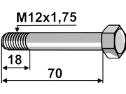 Sechskantschraube M 12 x 1,75 x 70 - 12.9 mit Sicherungsmutter für Lemken Sechskantschraube M 12 x 1,75 x 70 - 12.9 mit Sicherungsmutter für Lemken