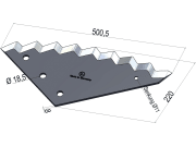 MWS Messer 500 x 220 x 8 mm, halbrund, gezahnt für Futtermischwagen Strautmann MWS Messer 500 x 220 x 8 mm, halbrund, gezahnt für Futtermischwagen Strautmann