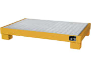 Bauer® Auffangwanne "AW 60-3/M" Auffangvolumen max. 74 l, für 6 x 60 l-Fass, mit Gitterrost, lackiert gelborange RAL 2000 Bauer® Auffangwanne "AW 60-3/M" Auffangvolumen max. 74 l, für 6 x 60 l-Fass, mit Gitterrost, lackiert gelborange RAL 2000