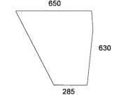 Türscheibe, klar, unten rechts, gebogen für Steyr 8060–8130-Kabine SK-1, SK-2 Türscheibe, klar, unten rechts, gebogen für Steyr 8060–8130-Kabine SK-1, SK-2