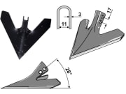 Hackschar, Arbeitsbreite 160 mm, Arbeitswinkel 28 ° für Heywang, Rau Hackschar, Arbeitsbreite 160 mm, Arbeitswinkel 28 ° für Heywang, Rau