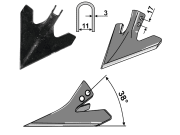 Hackschar, Arbeitsbreite 120 mm, Arbeitswinkel 38 ° für Heywang, Rau Hackschar, Arbeitsbreite 120 mm, Arbeitswinkel 38 ° für Heywang, Rau