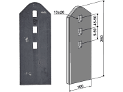 Verschleißteil 260 x 100 x 8 mm für Dal-Bo, Doublet-Record, HE-VA, Väderstad Verschleißteil 260 x 100 x 8 mm für Dal-Bo, Doublet-Record, HE-VA, Väderstad