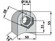 Halter 55 x 50 x 19 mm Bohrung 18,5 mm für Rotoram 63-RM-902 Halter 55 x 50 x 19 mm Bohrung 18,5 mm für Rotoram 63-RM-902