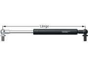 Gasdruckfeder Winkelgelenk/Winkelgelenk mit Kugelkopf, M 8, 285 – 500 mm, 220 N Gasdruckfeder Winkelgelenk/Winkelgelenk mit Kugelkopf, M 8, 285 – 500 mm, 220 N