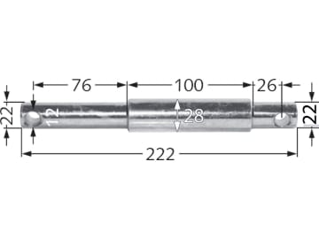 Unterlenker-Stufenbolzen Kat. 1/2, Länge 222 mm, Ø 22 mm; 28 mm; 22 mm Unterlenker-Stufenbolzen Kat. 1/2, Länge 222 mm, Ø 22 mm; 28 mm; 22 mm