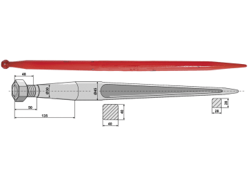 Industriehof® Schwerlastzinken 1.100 mm, M 28 x 1,5, spitz, gerade, für Manitou, Schäffer, 181112 Industriehof® Schwerlastzinken 1.100 mm, M 28 x 1,5, spitz, gerade, für Manitou, Schäffer, 181112