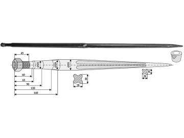 Industriehof® Frontladerzinken 1.400 mm, M 22 x 1,5, spitz, gerade, für Agram, Faucheux, 181300 Industriehof® Frontladerzinken 1.400 mm, M 22 x 1,5, spitz, gerade, für Agram, Faucheux, 181300