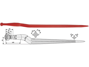 Industriehof® Frontladerzinken 810 mm, M 22 x 1,5, spitz, gekröpft, für Von der Heide, Weidemann, 18831 Industriehof® Frontladerzinken 810 mm, M 22 x 1,5, spitz, gekröpft, für Von der Heide, Weidemann, 18831