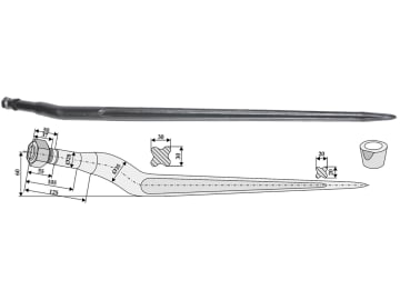 Industriehof® Frontladerzinken 950 mm, M 22 x 1,5, spitz, gekröpft, für Von der Heide, Agram, 18959 Industriehof® Frontladerzinken 950 mm, M 22 x 1,5, spitz, gekröpft, für Von der Heide, Agram, 18959