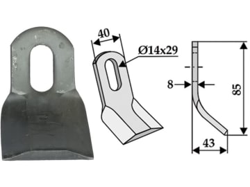 Industriehof® Y-Messer 85 x 40 x 8 mm, Bohrung 29 x 14 mm, für Agrimaster, Ferri, Howard, Wiwexa, 63-FEI-13 Industriehof® Y-Messer 85 x 40 x 8 mm, Bohrung 29 x 14 mm, für Agrimaster, Ferri, Howard, Wiwexa, 63-FEI-13