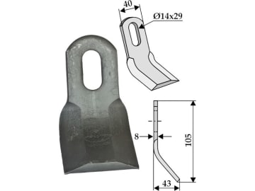 Industriehof® Y-Messer 105 x 40 x 8 mm, Bohrung 29 x 14 mm, für Cosma, Ferri, Howard, Orsi; M.E.A.A.T, Procamas, 63-FEI-15 Industriehof® Y-Messer 105 x 40 x 8 mm, Bohrung 29 x 14 mm, für Cosma, Ferri, Howard, Orsi; M.E.A.A.T, Procamas, 63-FEI-15