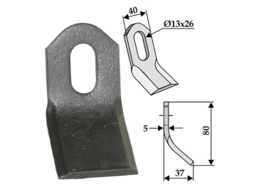 Industriehof® Y-Messer 80 x 40 x 5 mm, Bohrung 26 x 13 mm, für Breviglieri, Dragone, Falc, Kuhn, Kverneland, 63-MAL-24 Industriehof® Y-Messer 80 x 40 x 5 mm, Bohrung 26 x 13 mm, für Breviglieri, Dragone, Falc, Kuhn, Kverneland, 63-MAL-24