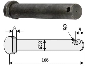 Industriehof® Bolzen 168 x 25 mm, Bohrung 8 mm für Mulag, 63-MUL-55 Industriehof® Bolzen 168 x 25 mm, Bohrung 8 mm für Mulag, 63-MUL-55