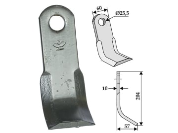 Industriehof® Y-Messer 204 x 60 x 10 mm, Bohrung 25,5 mm, für Breviglieri, Dragone, Falc, Kuhn, Kverneland, 63-NOB-05 Industriehof® Y-Messer 204 x 60 x 10 mm, Bohrung 25,5 mm, für Breviglieri, Dragone, Falc, Kuhn, Kverneland, 63-NOB-05