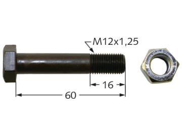 Industriehof® Sechskantschraube M 12 x 1,25 x 60 - 10.9 mit Sicherungsmutter für Perfect, 63-PER-91 Industriehof® Sechskantschraube M 12 x 1,25 x 60 - 10.9 mit Sicherungsmutter für Perfect, 63-PER-91