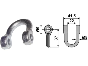 Industriehof® Schäkel gerade, Bohrung 9 mm, für Ferri, Maschio, Terranova, 63-TRR-03 Industriehof® Schäkel gerade, Bohrung 9 mm, für Ferri, Maschio, Terranova, 63-TRR-03