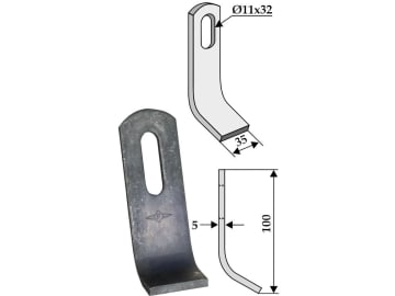 Industriehof® Schlegelmesser 100 x 35 x 5 mm, Bohrung 32 x 11 mm, für Votex, 63-VOT-53 Industriehof® Schlegelmesser 100 x 35 x 5 mm, Bohrung 32 x 11 mm, für Votex, 63-VOT-53