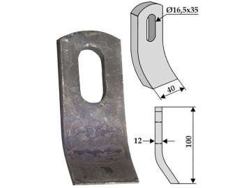Industriehof® Schlegelmesser 100 x 40 x 12 mm, Bohrung 35 x 16,5 mm, für Mulcher Falc, Herder, Quivogne, Votex, 63-VOT-55 Industriehof® Schlegelmesser 100 x 40 x 12 mm, Bohrung 35 x 16,5 mm, für Mulcher Falc, Herder, Quivogne, Votex, 63-VOT-55