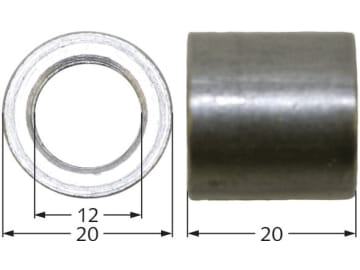 Industriehof® Buchse 20 x 4 mm, Ø innen 12 mm, Ø außen 20 mm, für Votex, 63-VOT-61 Industriehof® Buchse 20 x 4 mm, Ø innen 12 mm, Ø außen 20 mm, für Votex, 63-VOT-61