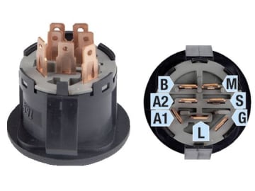 Zündschloss Einbaumaß Ø 48,5 mm, 7 x Steckanschluss, 4 Positionen, Magnetzündung Zündschloss Einbaumaß Ø 48,5 mm, 7 x Steckanschluss, 4 Positionen, Magnetzündung