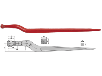 Industriehof® Frontladerzinken 820 mm; 910 mm, M 24 x 2, spitz, gekröpft, für Alö, Kverneland Industriehof® Frontladerzinken 820 mm; 910 mm, M 24 x 2, spitz, gekröpft, für Alö, Kverneland