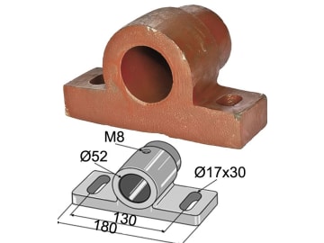 Industriehof® Gleitlager für Welle rund, 50 mm, Ø innen 52 mm, M 8, Bohrung 30 x 17 mm, 320-10 Industriehof® Gleitlager für Welle rund, 50 mm, Ø innen 52 mm, M 8, Bohrung 30 x 17 mm, 320-10