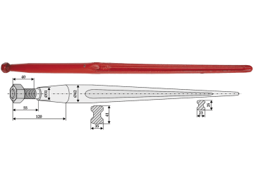 Industriehof® Steingabelzinken 1.000 mm; 1.200 mm, M 28 x 1,5, mit konischer Mutter für Kverneland Industriehof® Steingabelzinken 1.000 mm; 1.200 mm, M 28 x 1,5, mit konischer Mutter für Kverneland