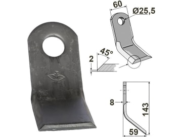 Industriehof® Y-Messer 143 x 60 x 8 mm, Tiefe 59 mm, für Ferri, 63-FEI-38 Industriehof® Y-Messer 143 x 60 x 8 mm, Tiefe 59 mm, für Ferri, 63-FEI-38