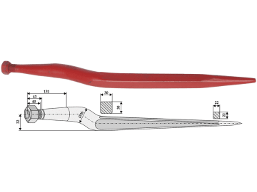 Industriehof® Frontladerzinken 600 mm, M 22 x 1,5, spitz, gekröpft, für Weidemann, 18600 Industriehof® Frontladerzinken 600 mm, M 22 x 1,5, spitz, gekröpft, für Weidemann, 18600