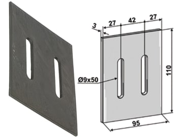 Industriehof® Abstreifer 110 x 95 x 3 mm, Bohrung 50 x 9 mm für Maschio, 51-M202L Industriehof® Abstreifer 110 x 95 x 3 mm, Bohrung 50 x 9 mm für Maschio, 51-M202L