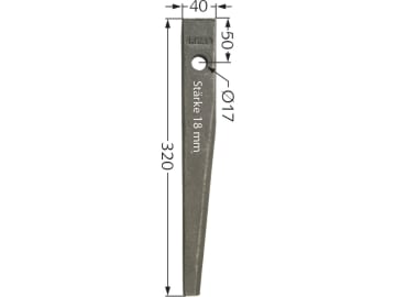 Industriehof® Kreiseleggenzinken links/rechts 40 x 320 x 18 mm, Bohrung 17 mm für Kuhn, RH-41 Industriehof® Kreiseleggenzinken links/rechts 40 x 320 x 18 mm, Bohrung 17 mm für Kuhn, RH-41