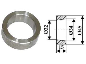 Industriehof® Einschweißbuchse Ø innen 32 mm; 34 mm, Ø außen 45 mm, 18100-4 Industriehof® Einschweißbuchse Ø innen 32 mm; 34 mm, Ø außen 45 mm, 18100-4