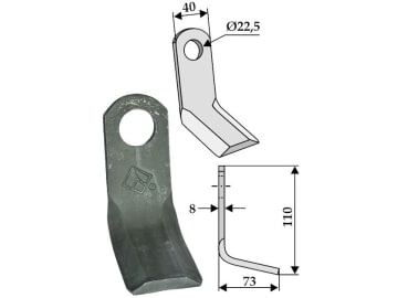 Industriehof® Y-Messer 110 x 40 x 8 mm, Bohrung 22,5 mm, für Clemens, Willibald, 63-CLE-01 Industriehof® Y-Messer 110 x 40 x 8 mm, Bohrung 22,5 mm, für Clemens, Willibald, 63-CLE-01