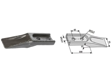 Industriehof® Standardzahn "Mini Z", 184 x 50 mm, für Frontladerschaufel zum Anschrauben, 18300-12 Industriehof® Standardzahn "Mini Z", 184 x 50 mm, für Frontladerschaufel zum Anschrauben, 18300-12