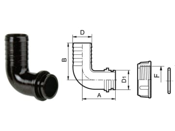 Agrotop Schlauchanschluss gebogen, für Überwurfmutter / O-Ring 90 ° G 1" IG (BSP) Ø Tülle 25 mm, 10661 Agrotop Schlauchanschluss gebogen, für Überwurfmutter / O-Ring 90 ° G 1" IG (BSP) Ø Tülle 25 mm, 10661