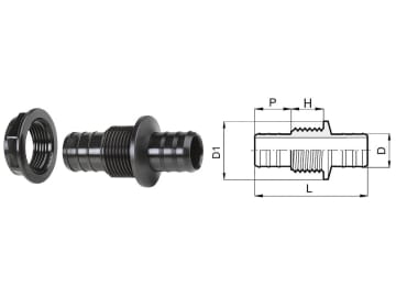 Agrotop Schlauchanschluss gerade G 1" AG (BSP) Ø Tülle 25 mm, 10609 Agrotop Schlauchanschluss gerade G 1" AG (BSP) Ø Tülle 25 mm, 10609