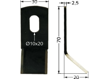 Industriehof® Y-Messer 70 x 30 x 2,5 mm, Bohrung 20 x 10 mm, für Cosma, Ferri, Howard, Orsi, 63-AGR-52 Industriehof® Y-Messer 70 x 30 x 2,5 mm, Bohrung 20 x 10 mm, für Cosma, Ferri, Howard, Orsi, 63-AGR-52