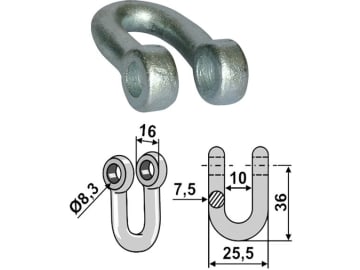 Industriehof® Schäkel gerade, Bohrung 8,3 mm, für Agria, Gutbrod, Lipco, 63-AGR-71 Industriehof® Schäkel gerade, Bohrung 8,3 mm, für Agria, Gutbrod, Lipco, 63-AGR-71