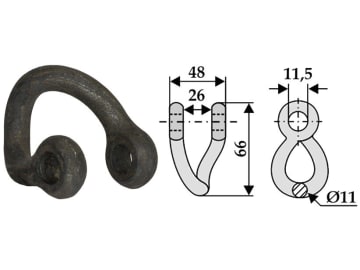 Industriehof® Schäkel gedreht, Bohrung 11,5 mm, für Ferri, Noremat, Schmidt, S.M.A., 63-ROU-71 Industriehof® Schäkel gedreht, Bohrung 11,5 mm, für Ferri, Noremat, Schmidt, S.M.A., 63-ROU-71