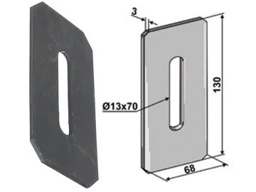 Industriehof® Abstreifer 130 x 68 x 3 mm, Bohrung 70 x 13 mm für Feraboli, 51-F101 Industriehof® Abstreifer 130 x 68 x 3 mm, Bohrung 70 x 13 mm für Feraboli, 51-F101