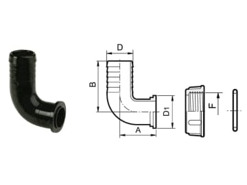 Agrotop Schlauchanschluss gebogen, mit Flachsitz 90 ° G 3/4" IG (BSP) Ø Tülle 13 mm, 10649 Agrotop Schlauchanschluss gebogen, mit Flachsitz 90 ° G 3/4" IG (BSP) Ø Tülle 13 mm, 10649