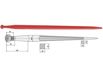 Industriehof® Frontladerzinken 800 mm, M 20 x 1,5, Vierkant 26 x 26 mm, spitz, gerade, für Stoll, 18841 Industriehof® Frontladerzinken 800 mm, M 20 x 1,5, Vierkant 26 x 26 mm, spitz, gerade, für Stoll, 18841