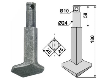 Industriehof® Rotorzinken links/rechts 180 x 25 x 25 mm, Bohrung 10 mm für Rau, RH-90 Industriehof® Rotorzinken links/rechts 180 x 25 x 25 mm, Bohrung 10 mm für Rau, RH-90