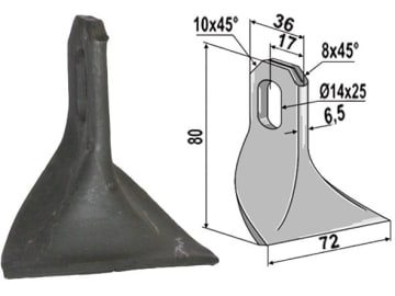 Industriehof® Schlegelmesser 80 x 72 x 6,5 mm, Bohrung 25 x 14 mm, für Mulcher Agrimaster, Fehrenbach, Ferri, Irus, John Deere, Maschio, Sovema, Terranova, 63-JDE-01 Industriehof® Schlegelmesser 80 x 72 x 6,5 mm, Bohrung 25 x 14 mm, für Mulcher Agrimaster, Fehrenbach, Ferri, Irus, John Deere, Maschio, Sovema, Terranova, 63-JDE-01