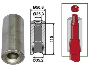 Industriehof® Einschweißbuchse Ø innen 25,3 mm; 35,2 mm, Ø außen 50,8 mm, für Zinken mit Verdrehsicherung, 18100-50 Industriehof® Einschweißbuchse Ø innen 25,3 mm; 35,2 mm, Ø außen 50,8 mm, für Zinken mit Verdrehsicherung, 18100-50