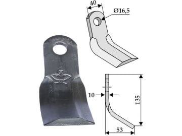 Industriehof® Y-Messer 135 x 40 x 10 mm, Bohrung 16,5 mm, für Aedes, Pircher, 63-AED-08 Industriehof® Y-Messer 135 x 40 x 10 mm, Bohrung 16,5 mm, für Aedes, Pircher, 63-AED-08